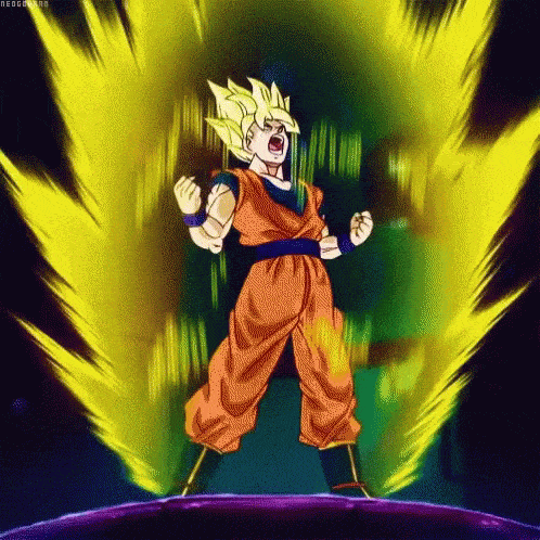 Goku going Super Saiyan.