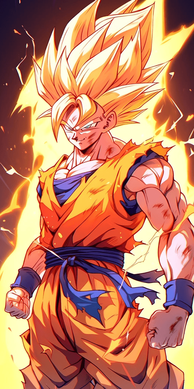Goku in Super Saiyan form.
