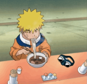 Kid Naruto eating ramen.